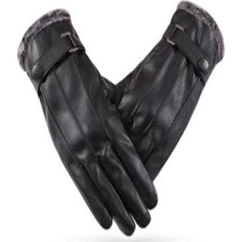 Winter classic three muscle men and women lovers pu leather gloves to keep warm touch screen plus cloth 616