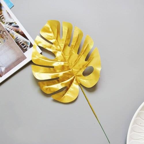 Golden Artificial Monstera Turtle Leaves 5pcs Party Decoration Flower Simulation For Home Wedding Leaves