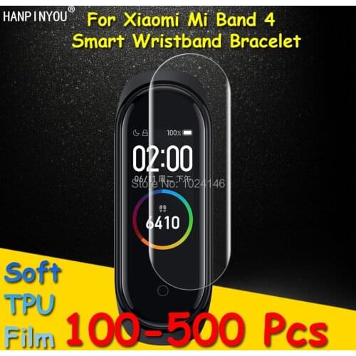 100 Pcs/Lot For Xiaomi Mi Band 4 / Band 5 Smart Wristband Bracelet Clear Full Cover Soft TPU Film Screen Protector (Not Glass)