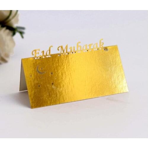 100PCS/LOT Laser Cut Eid Mubarak Party Table Card Paper Place Card Guests Name Mark Card Can Customized Design