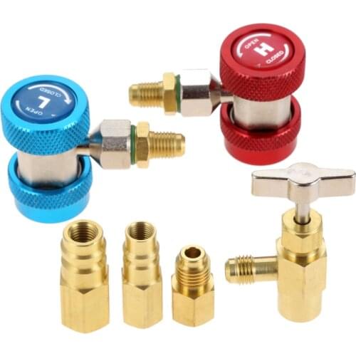 134A AC Quick Coupler Adapter High Low Kit R134A Piercing Can Tap Valve +Tank Adapter +R12 R22 R502 to R134a Conversion Adapter