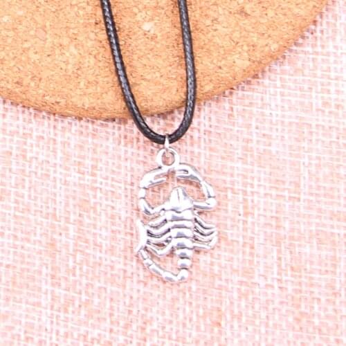 20Pcs Antique Silver Color scorpions Pendant 26*15mm Leather Chain Necklace Black Leather Cord Necklace