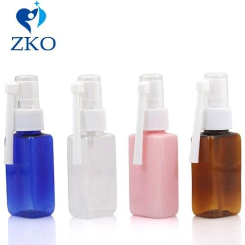 30ml Plastic Clear/Colorful Square Bottle Nasal Spray Medical Spray Refillable Pump Bottles Rotatable Long Pole Free Shipping