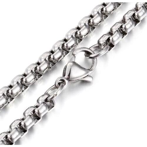 4mm 18''-28'' stainless steel Fashion Square Box- Link Chain Necklace for Mens gifts