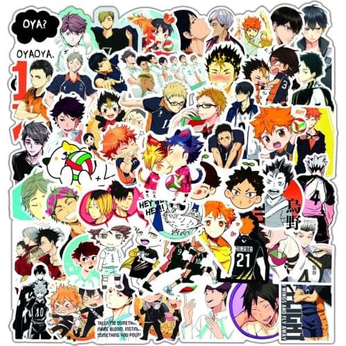 50/100pcs Cartoon Anime Haikyuu Stickers Funny Laptop Skateboard Guitar Waterproof Luggage Graffiti Cute Sticker Kids Toys