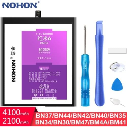 NOHON Battery For Xiaomi Redmi 6 6A 5 Plus 4 Pro 3 3S 5A 4A 4X Replacement BN37 BM47 BN44 BN42 BN40 BN35 BN34 BN30 Phone Bateria