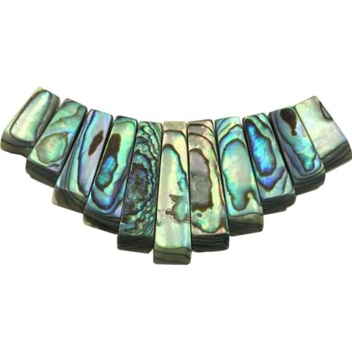 Free Shipping Women Fashion Jewelry New Zealand Abalone Shell Oblong Pendant Bead 11pcs 1Set C8370