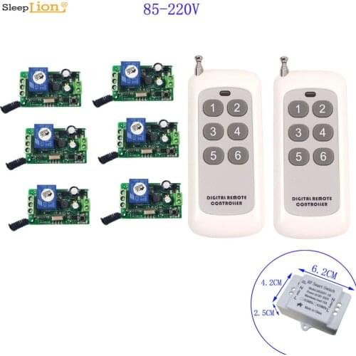 433MHz Wireless Remote Control Switch AC 110V 220V 85V-250V 6 Relay switch Receiver Module Family Universal Smart Light ON OFF