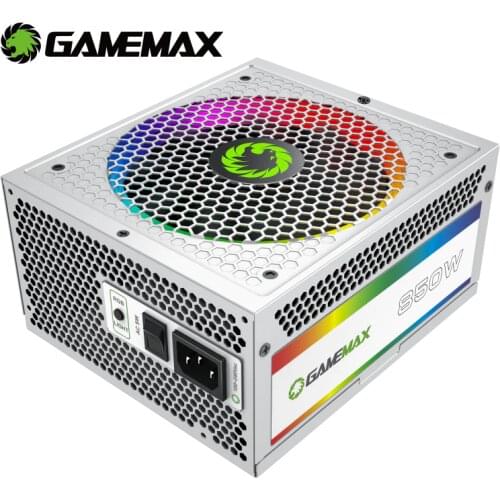 GameMax 850W RGB PC Power Supply Fully Modular 80 Plus Gold CertifiedRGB Light Vairous Color Mode White Computer Power Supply