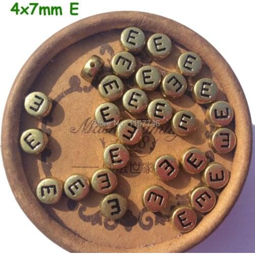 Gold Letter Beads Acrylic Flat Round Alphabe Bead 4*7mm diy Bracelet For Women Kids Handmade Accessories Jewelry Making 100pcs