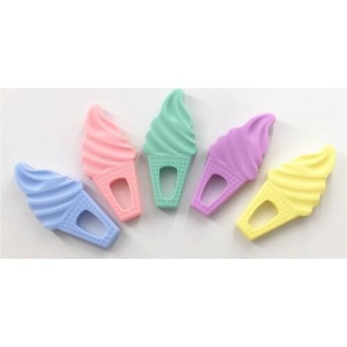 Chenkai 10PCS BPA Free DIY Silicone Ice Cream Teether Baby Pacifier Dummy Teething Pendant Nursing Grasp Toy Accessories