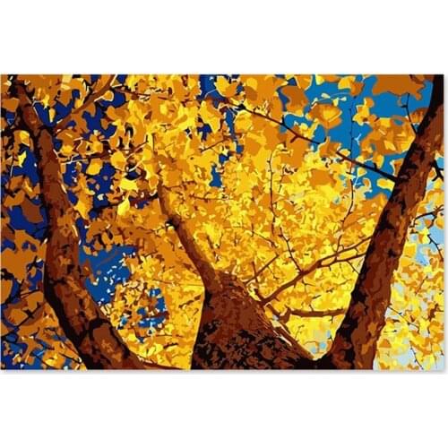 The autumn leaves tree heaven digital painting decorative painted their coloring Diy by numbers hand