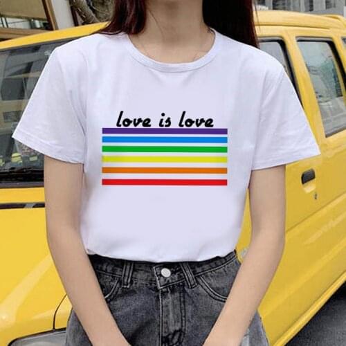 Summer Ladies T-shirt Casual Regular Women Top Tshirt Women Print Rainbow Round Neck Short Sleeve Short Sleeve Graphic Tees