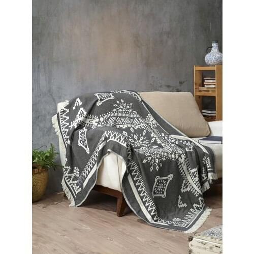 She & co Cotton Tv Blanket 130 X170 cm-Anthracite 130 X170