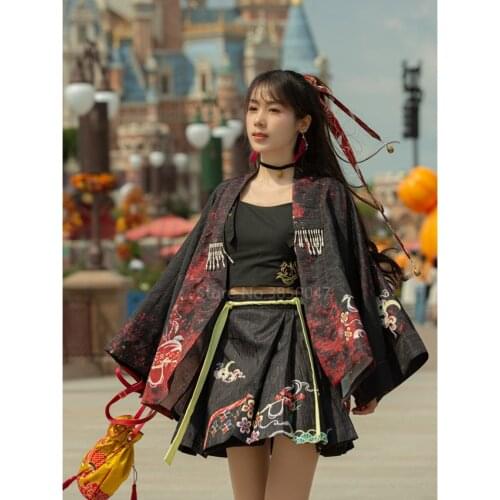 Japanese Style Kimono Cardigan for Women Traditional Chinese Embroidery Casual Jacket Skirt Haori Female Samurai Costume