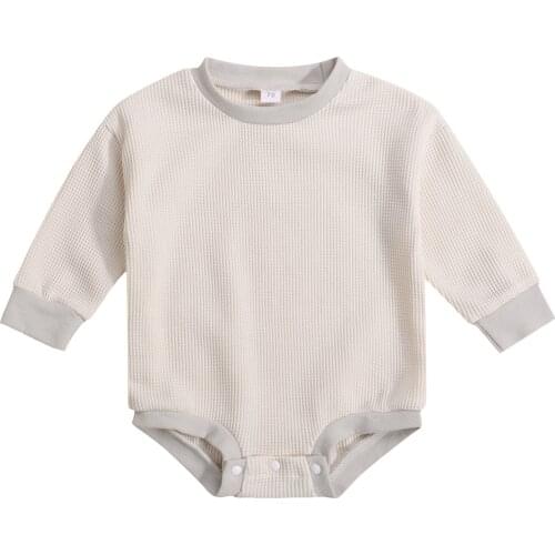 Clothes For Newborn Autumn Romper Splicing Color O-Neck Long-Sleeves Jumpsuit Crotch Buttons Clothing For Boys Girls 0-24M Baby