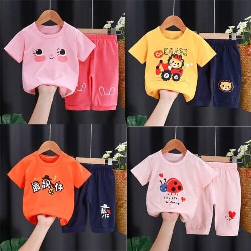 Summer Boys Clothing Sets Baby Kids Clothes Suit Infant Girls Short Sleeved T-shirt+Pants 2 Piece Set Children Infantil Outfits