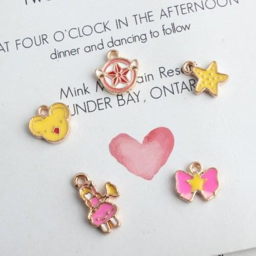Cute cartoon mini star diy Korean jewelry accessories KC gold drop oil alloy small pendant bracelet pendant