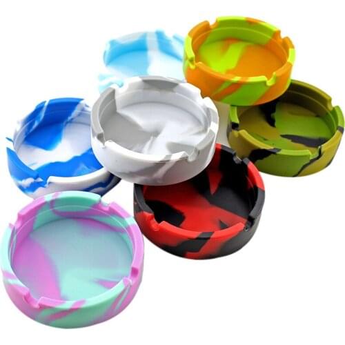 Fashion Silicone Soft Round Ashtray Ash Tray Holder PLuminous Portable Anti-scalding Cigarette Holder Multicolor Eco-Friendly