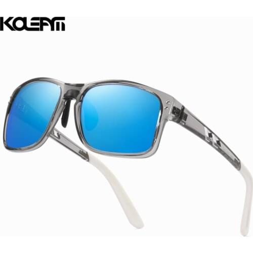 KDEAM LUXURY Blue Mirrored lens Adjustable rubber nose pad oversized Men Sport Polarized Sunglasses 100% UV Protection