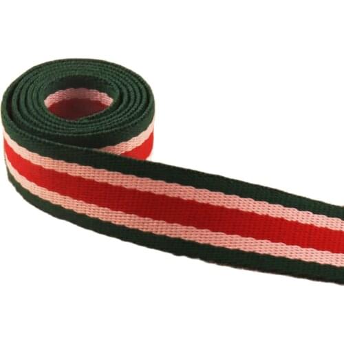 1" Pink Green Striped Soft Cotton Webbing Belt Key Fob Webbing Lanyard Tape Bag Purse Webbing Leash Supplies-25mm 1-5 YARDS