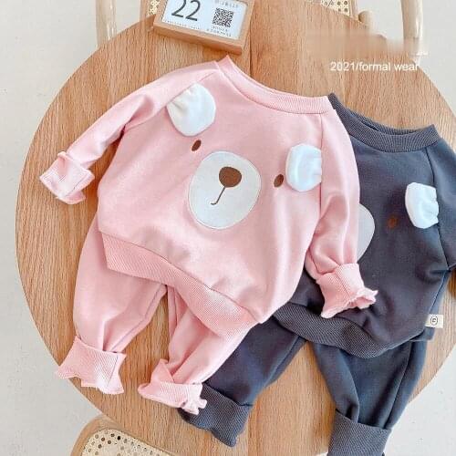 New Spring Baby Boys and Girls Fashion Cute Cartoon Ears Sweater Suit