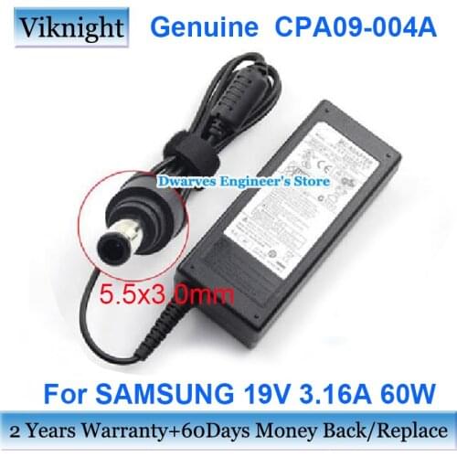 Original CPA09-004A 19V 3.16A 60W Laptop ac Adapter Charger For SAMSUNG R510 R710 Q30 Q35 Q40 Q43 0335C1960 AD-6019R AD-6019