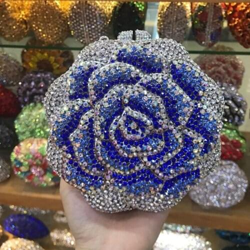 Sac soiree pochette marque xiyuan Women Gold Evening Bag Luxury Crystal Clutches Lady Flower Pattern Wedding Party Clutch Bag