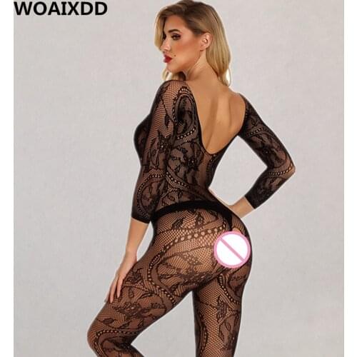 Sexy Lingerie Women Full Bodystocking Underwear Sex Costumes Baby Dolls Sleepwear Fishnet Open Crotch body Stocking Bodysuit