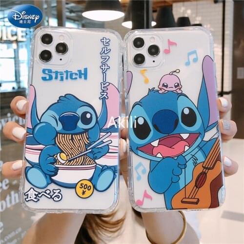 DISNEY 2021 Stitch Silicone Case for IPhone 11 12Pro Xs Max iPhone SE 2020 6 7 8 Plus Official Liquid Silicon 360 Full Cover