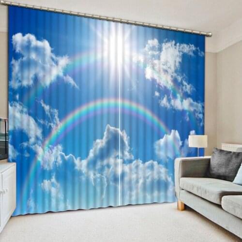 Sunshine Scenery Beauty Digital Photo Printing Blackout 3D Curtains for Living Room Bedding Room Hotel rainbow curtains