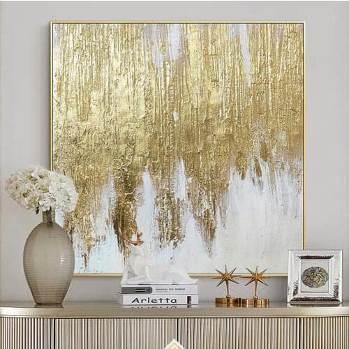 Beautiful picture for home wall decoration hanging picutre poster Handmade oil painting on canvs abstract gold trees landscape