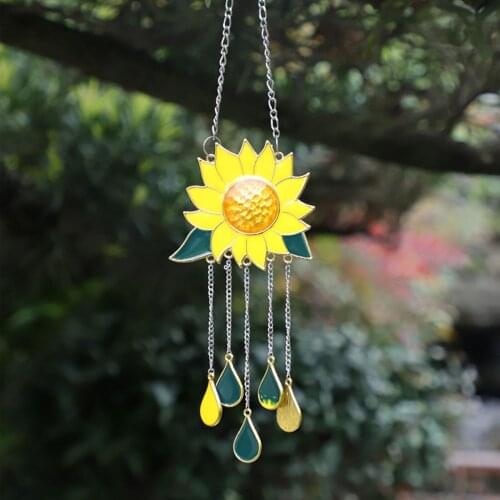 Suncatcher Wind Chimes Pendant Hanging Mothers Day Gift Sunflower Indoor Home Alloy Decor Ornament
