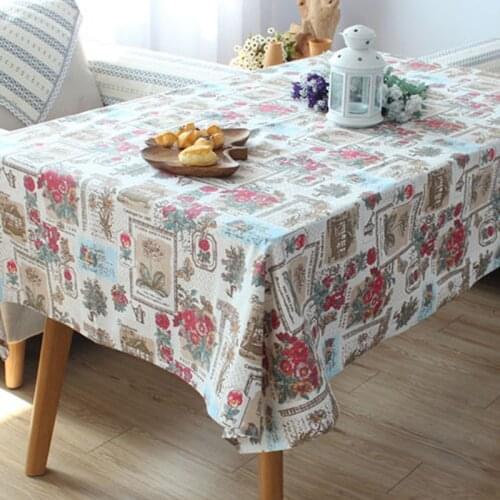 Vintage Linen Cotton Fabric Printing Gerbera DIY Handmade Textile Sewing Patchwork For Bags Dress Clothes