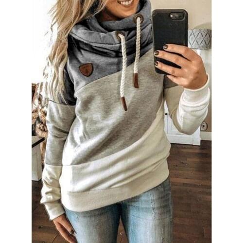 Autumn Womens Stitching Hooded Fleece Oversized Pull-out Long-sleeved Ladies Hoodies Harajuku Sports Fashion Streetwears Winter