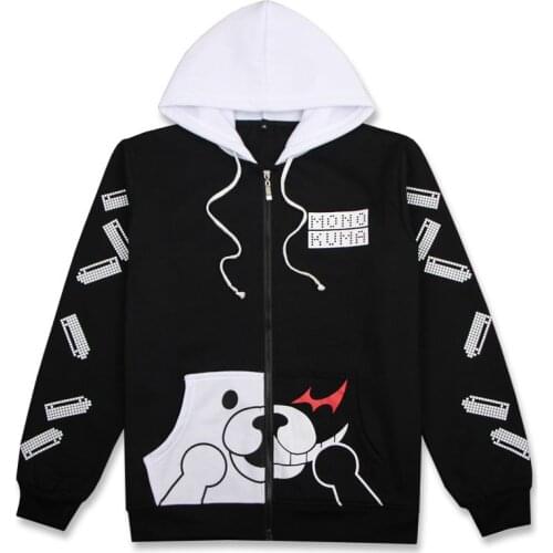 Women Cosplay Hooded Jackets Oversized Drawstring Jacket Patchwork Zipper Cotton Jacket 2020 Cartoon Bear Print Pockets Outwears