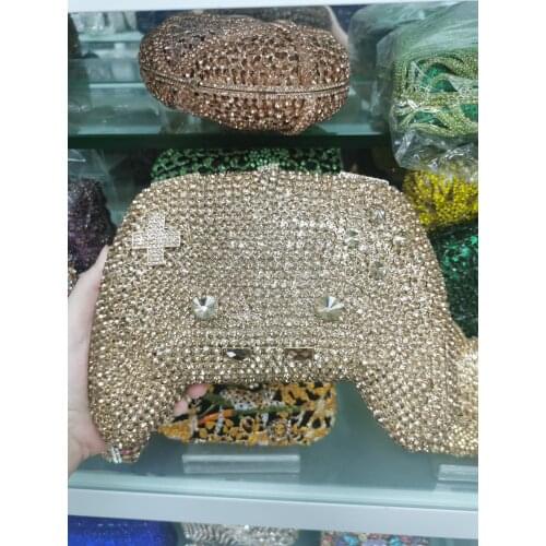 Game Handle Shape Gold Diamond Women Party Cocktail Evening Bag Lady Crystal Clutches Wallets Female Birthday Gift Prom Handbag