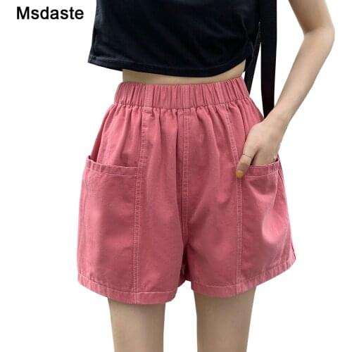 Women Shorts Jeans Elastic Waist Womens Streetwear Loose Fashion Denim Short Pants Summer Wear Female Cross-pant Jean Shorts