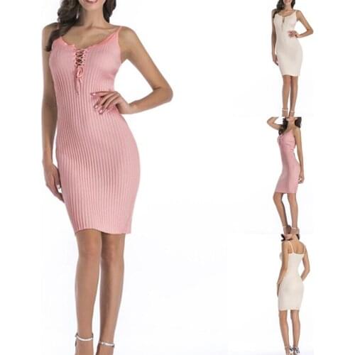 Womens Strapless Temperament Was Thin Solid Color Bag Hip Bottoming Knitted Sling Dress