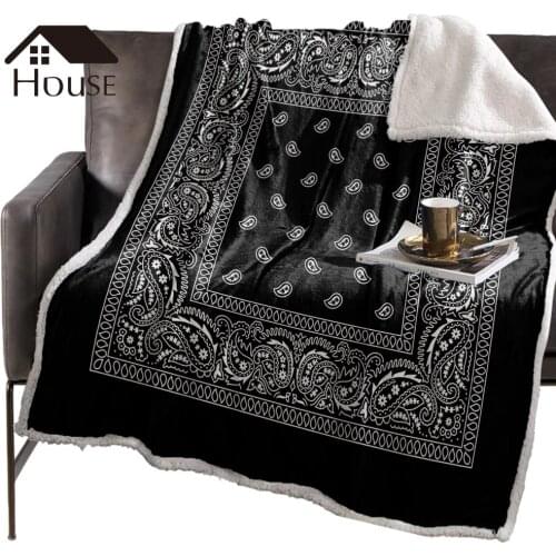 BIGHOUSES Throw Blanket Bandana PatternBlankets Fleece Blankets Winter Blanket Personalized Blankets Bedclothes