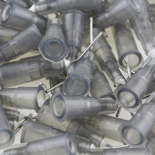 100 Pcs/Lot Dental Materials Bent Needle Tips 22 Gauge Irrigation Gray Liquid Delivery Wash Tips Dentist Prudcuts