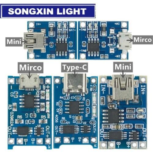 100Pcs Micro USB 5V 1A 18650 TP4056 Lithium Battery Charger Module Charging Board With Protection Dual Functions 1A Li-ion