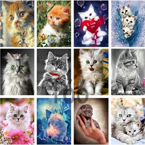 5d Diy Diamond Painting Gray Cat Diamond Full Diamond Inlaid Animal Embroidery Cross Stitch Home Decoration Painting