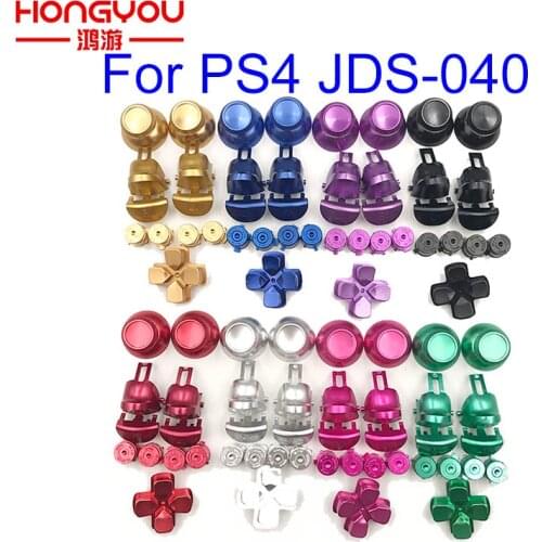 5sets Metal Bullet Buttons thumbstick cap L1 R1 L2 R2 Dpad Aluminum Buttons for PS4 Slim Pro Controller JDM040 JDS040