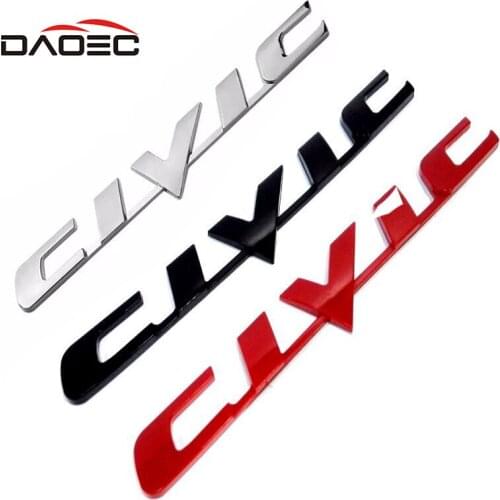 Car 3D Metal Decal Sticker Accessories For Honda Civic 5th 6th 7th 8th Letters Logo Car Rear Trunk Emblem Badge Styling Stickers