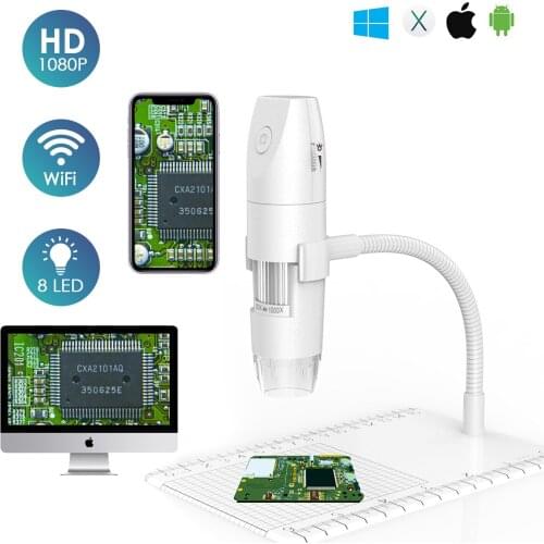 Wireless Handheld Camera WiFi Digital Microscope USB 1080P Portable Microscope With 8 LED Lights 50X-1000X Adjustable