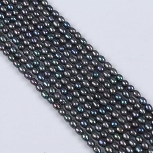 Natural Cultured Rice Freshwater Pearl Beads Black 3-4-5mm Loose Pearl Beads For Jewelry Making Bracelet Necklace