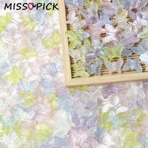 13*15mm 50pcs Acrylic Colorful Transparent AB Butterfly Loose Spacer Beads for Jewelry Making Handmade DIY Bracelet Accessories