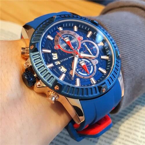 MINIFOCUS Watch Luxury Blue Golden Sport Men Watch Top Brand Fashion Casual Males Wristwatch Waterproof Watches