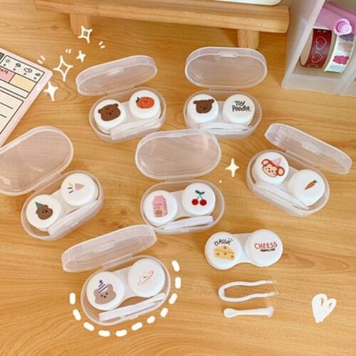 Hot Sale Lovely Colorful Bear Cartoon Portable Contact Lens Case For Women Gift Container Lenses Box New